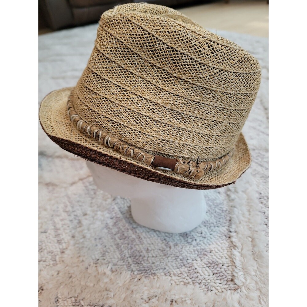 Men's KOORINGAL Straw Fedora Hat One Size Brown Beige